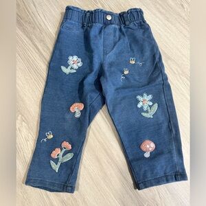 Disney Baby Blue Embroidered Pants